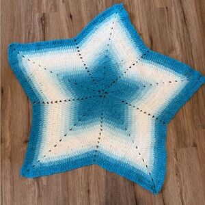 Hand Made Star Crochet Blanket - 42” across